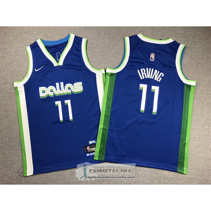 Camiseta Nino Dallas Mavericks Kyrie Irving NO 11 Ciudad 2022-23 Azul